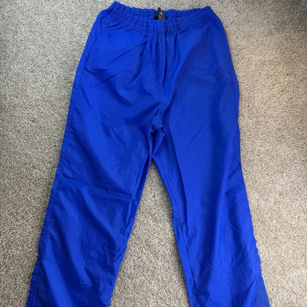 Vintage USA Olympic Pants Mens Medium Blue Nylon Warm Up Track Rings Athletic